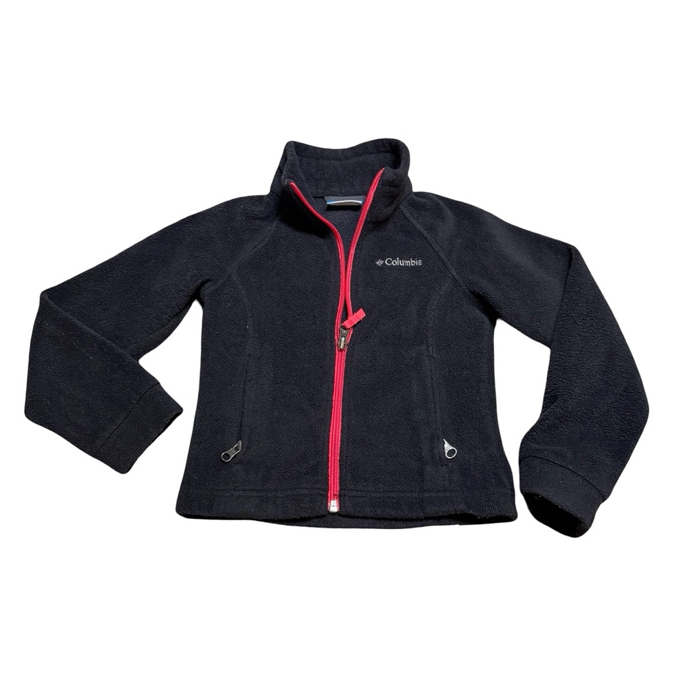 โ๏ธโจ Columbia Fleece Fullโ Zip Jacket Black Pink Trim XXS โจโ๏ธ